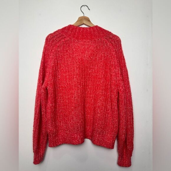 Anthropologie Womens Honore Wool Blend Ribbed V-Neck Sweater Size S red pink - Picture 11 of 16